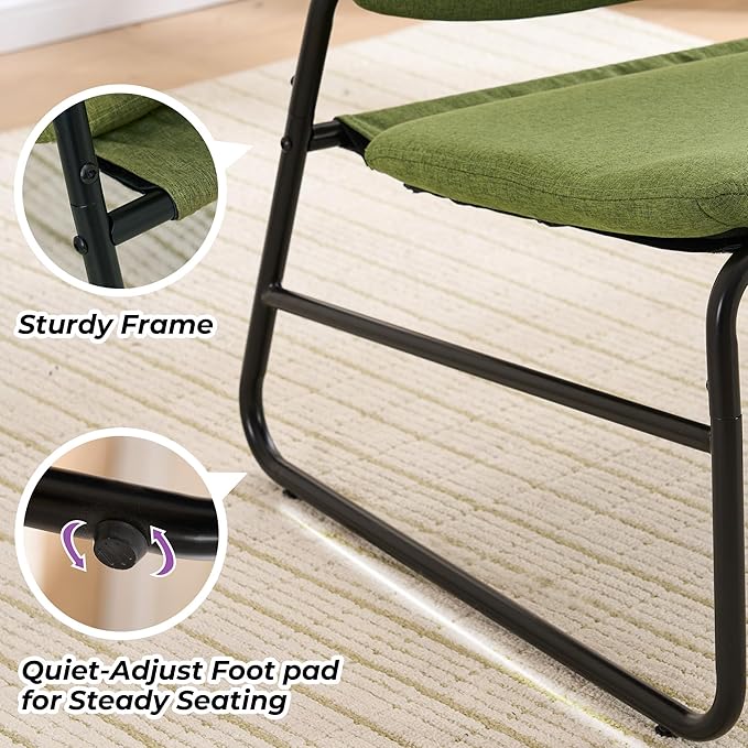 DAICO Modern Accent Chair Comfy Living Room Chair Armless Sling Accent Chairs Upholstered Side Sitting Chairs with Metal Frame for Office Reception Reading Bedroom Waiting Room, Green