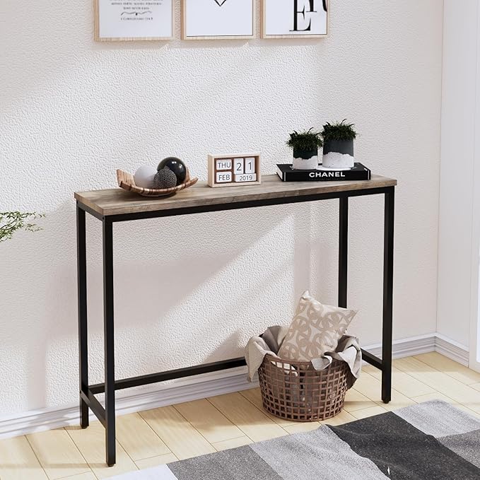39.4” Console Table, Hallway Entrance Table Sofa Table Behind Couch, for Living Room, Entryway, Easy Assembly, Accent Table, Grey