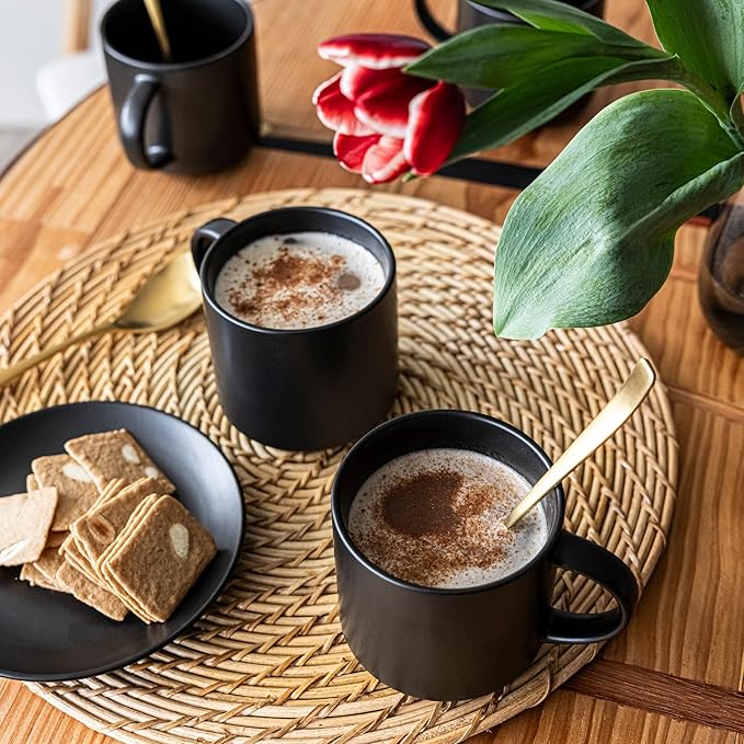 Over&Back Set of 2 Natural Rattan Round Placemats - Hand-Made Dining Table Charger/Mat - Made with Natural Fibers - Kitchen and Home Decor - 15" Diameter - Brown