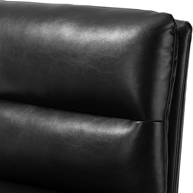 Glitzhome Mid Century Modern Accent Chairs Set of 2, Living Room Chairs with Metal Frame, Thick Leatherette Leisure Chairs Upholstered Chairs for Home Office -Black