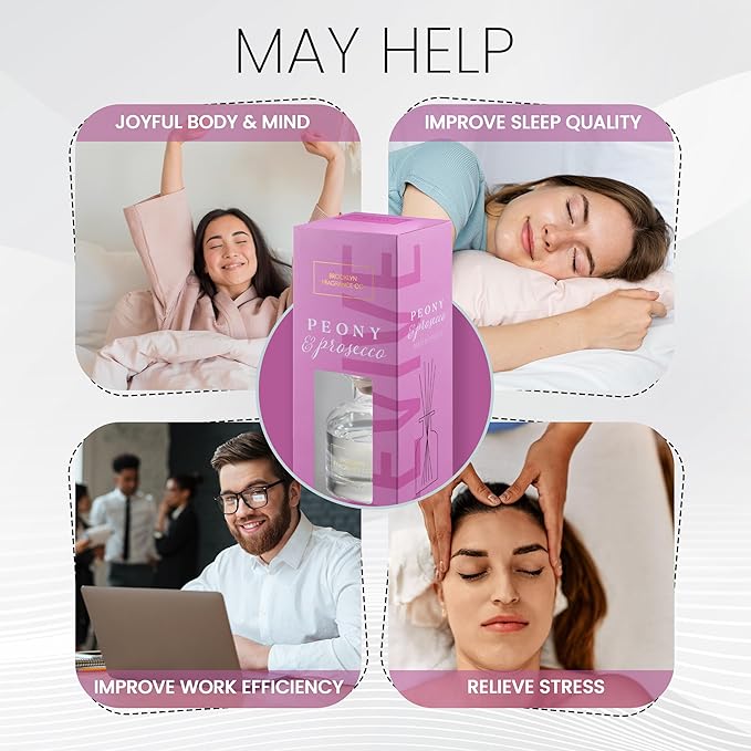 Brooklyn Fragrance Co. Aroma Diffuser - Long Lasting Premium Fragrance - Air Fresheners for Home Peony & Prosecco Scents- Fragrance Diffuser for a Large Room - 100ML