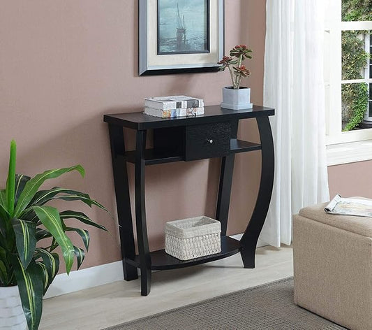 Convenience Concepts Newport 1 Drawer Dorchester Console Table with Shelf, Black