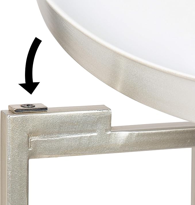 Kate and Laurel Celia Round Metal Foldable Tray Accent Table, White with Silver Base