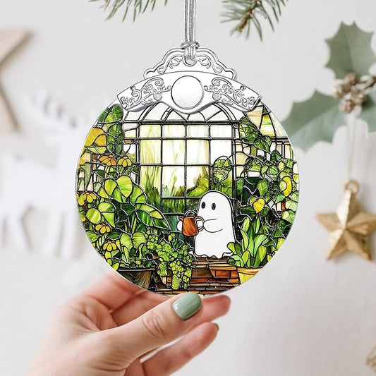 Stained Glass Ghost Christmas Ornament: Christmas Tree Ornaments & Decor, Holiday Decor – Holiday Presents, Gift Ideas & Gifts for Friends, Coworker, and Family