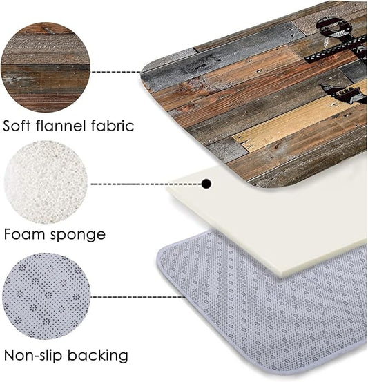 Bath Rugs Sponge Foam Absorbent Soft for Bathroom and Kitchen (71 x 24 inches),Flannel Mat Non Slip Bright 3D Print for Bedside and Living Room(Old Wooden Plank Anchor)