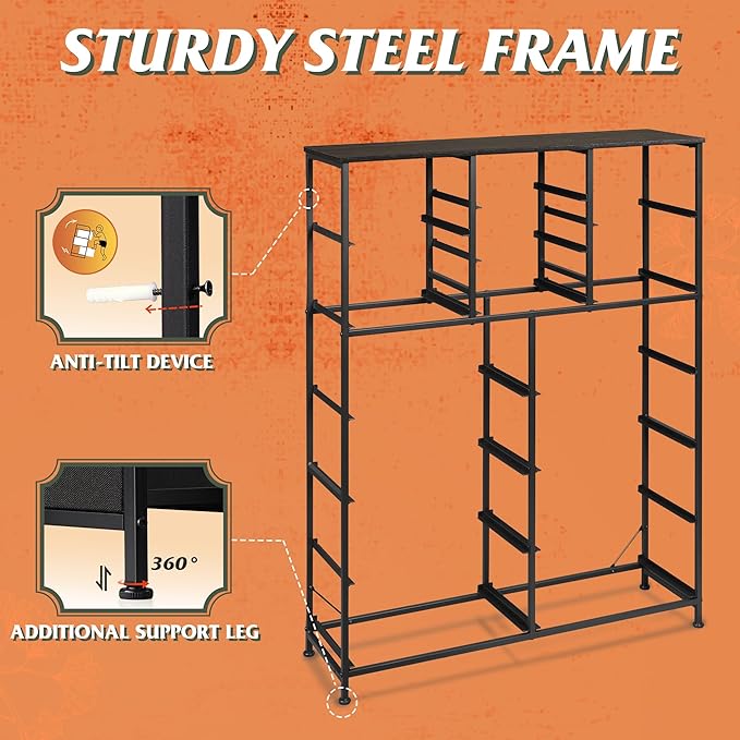 Tall Console Table with 15 Fabric Drawers, Entryway Table with Storage, Tall Storage Organizer with Wood Top, Steel Frame for Living Room, Hallway, Office, Charcoal Black Wood Grain Print