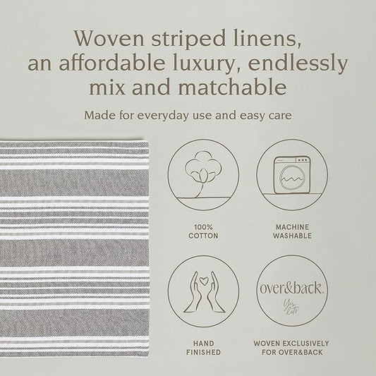 Over&Back Set of 4 Woven Placemats - Colorful Dining Table Mat - 100% Cotton - Machine Washable - Kitchen and Home Decor - Grey - 14" L X 20" W