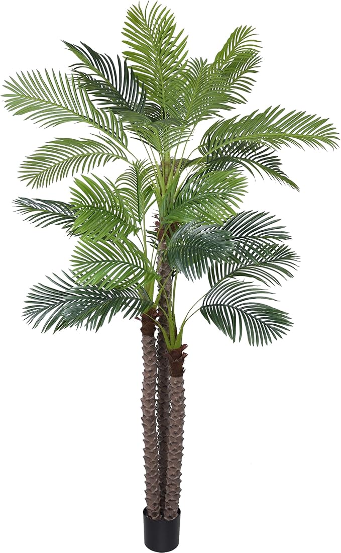 9FT Artificial Palm Tree - Tall Fake Palm Tree with 31 Lifelike Leaves & Realistic Trunk, 108" Large Faux Tropical Phoenix Palm Plant for Home Living Room Poolside Office Hotel Mall Decor