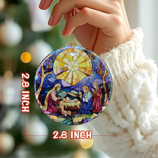 Nativity Scene Ornament: Christmas Ornaments, Religious Christmas Decorations for Tree, Catholic Ornament & Christian Holiday Decor | Religious Gifts, Christian Gifts - Design B