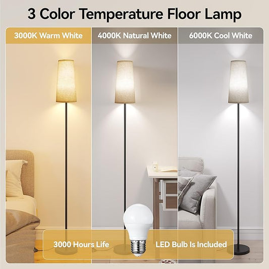 SUNMORY Floor Lamps for Living Room/Bedroom/Office, Standing Lamp with LED Bulb, 3 Color Temperature Tall Lamp, Suitable for Modern/Boho/Farmhouse and Other Home Decor Styles