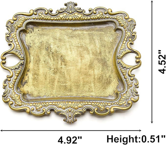 Small Antique Tray Jewelry Ring Dish, French Decor Gold Vintage Trinket Jewelry Holder, Antique Home Decor Display Trays Gifts for Women, Wedding, Birthday, for Women
