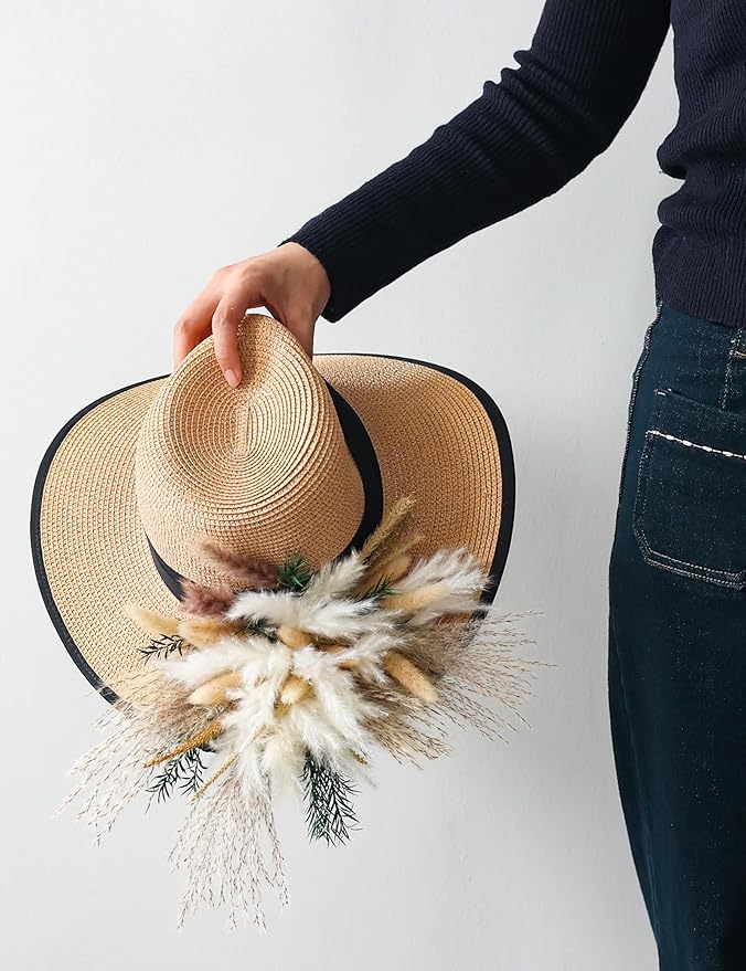 100 PCS Pampas Grass (Vase Not Included), Dried Flowers Bouquets, Wedding Table Decor, Bedroom, Rustic Farm Decor.(Green)