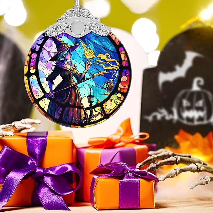Christmas Ornament, Stained Glass Ornament, Christmas Decorations for Tree, Holiday Ornament, Unique Gift Idea - Magic Witch