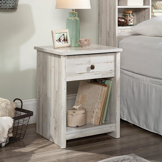 Sauder River Ranch Night Stand, White Plank Finish