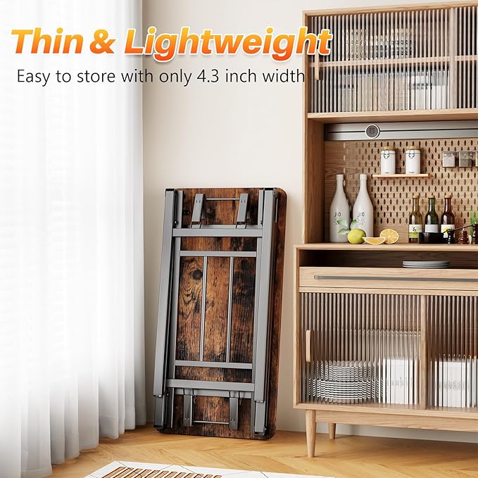 BYMECOST 31.5" Folding Desk, No Assembly Computer Desk, Small Foldable Table with Storage Shelf, Study Table for Small Space, Writing Desk Compact Desk for Home Office (Brown, 31.5")