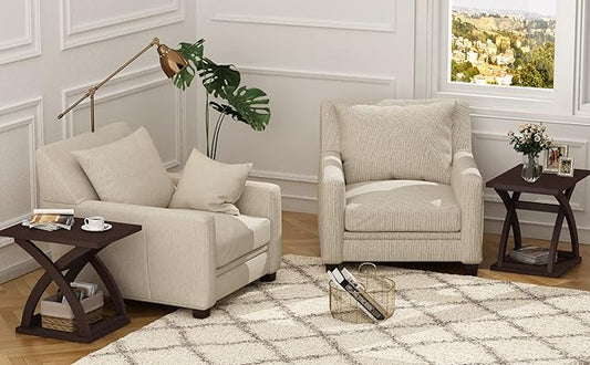 ChooChoo End Side Table Set of 2, Modern End Table with Storage Shelf, X-Design Side Table Living Room (Espresso)