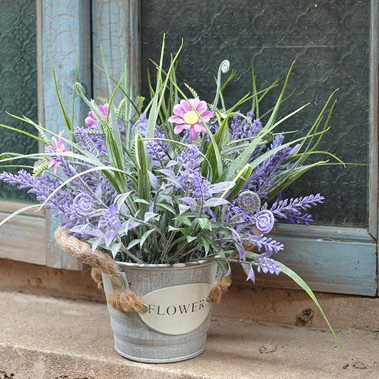 Artificial Plants Greenery Faux Lavender Flowers Purple in Pot 10" Tall Fake Potted Plant for Home Living Room Patio Coffee Table Farmhouse Aesthetic Bedroom Bathroom Decor