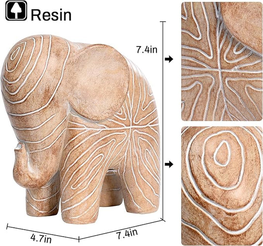 Elephant Statue, African Animal Decor, Wooden Elephant Gift for Women, Boho Decor for Living Room, Shelf, Office(1Pack, Big)
