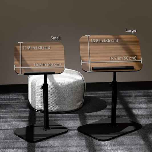 Foldable End Table,17"-31" Adjustable Height,Swivel and Turnable Desktop,TV Tray,Side Table for Small Spaces,Black Walnut (Black Walnut, 15.7" x 11.8")