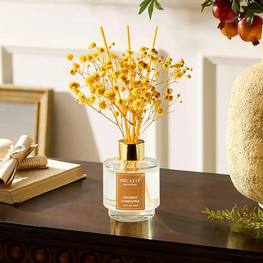 Airkeep Reed Diffuser Set of 3, Coconut Pineapple Lemon Eucalyptus Cranberry Apple Oil Reed Diffusers for Bedroom Living Room Office Aromatherapy Oil Reed Diffuser for Gift 50ml x 3