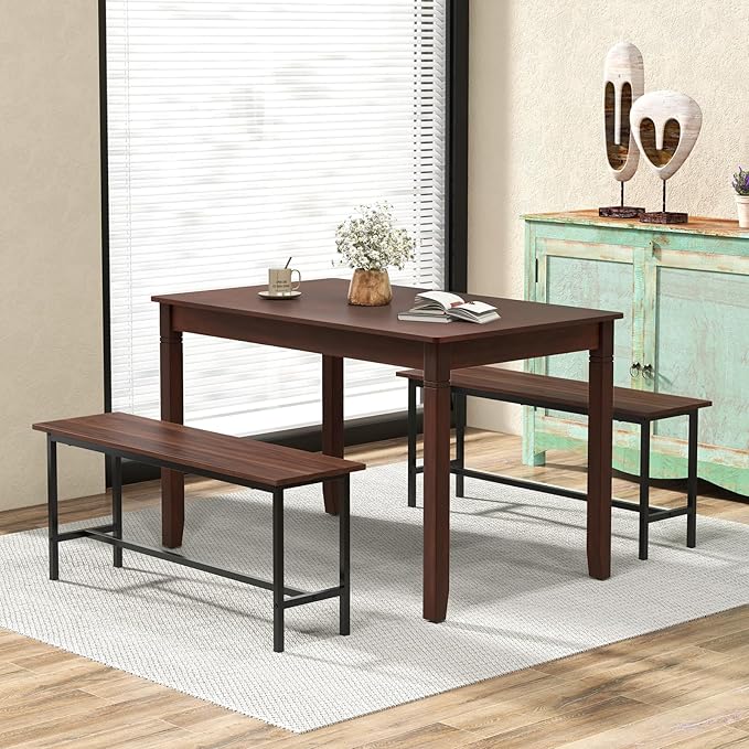 Giantex 48” x 29” Dining Table with Wood Legs, Rectangular Dinner Table for Small Space, Apartment, Living Room, Dinette, Load 330 Lbs, Dining Room, Kitchen (Cherry)