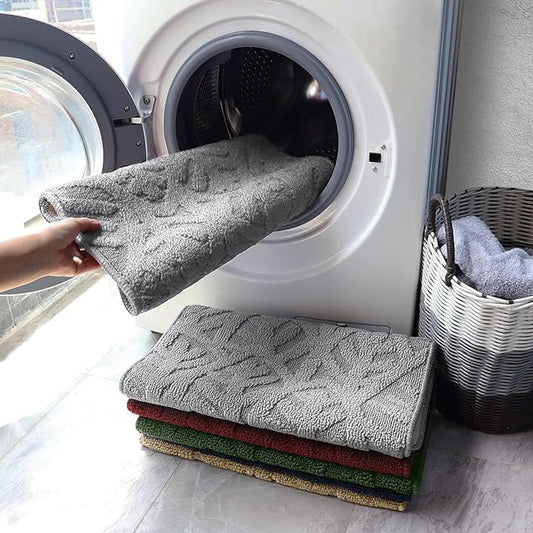 TOONOW Indoor Doormat Front Door Mat,30"x18", Low-Profile Machine Washable Kitchen Rug, Absorbent Mud Half Round Entrance Mat for Outdoors, Entryway, Patio, Bedroom, Light Grey