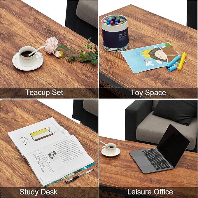 DIMAR GARDEN 2 Set Wood Nesting Coffee Tables,Side Table for Living Room,Steel Frame