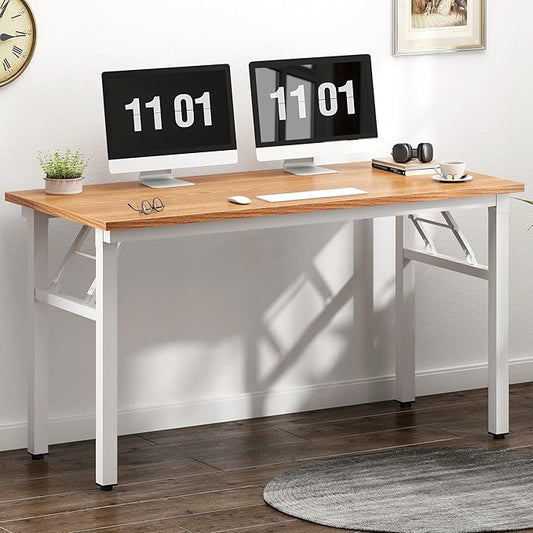 Need 47 inches Computer Desk Office Desk Folding Table with BIFMA Certification Computer Table Workstation,Teak White AC5BW-120
