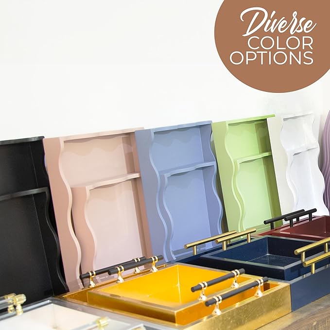 Wooden Scallop Serving Tray - for Coffee Table, Breakfast, Dinner Kitchen Living Room Bedroom, and Home Decor for All Occasions (Pastel Purple, M)