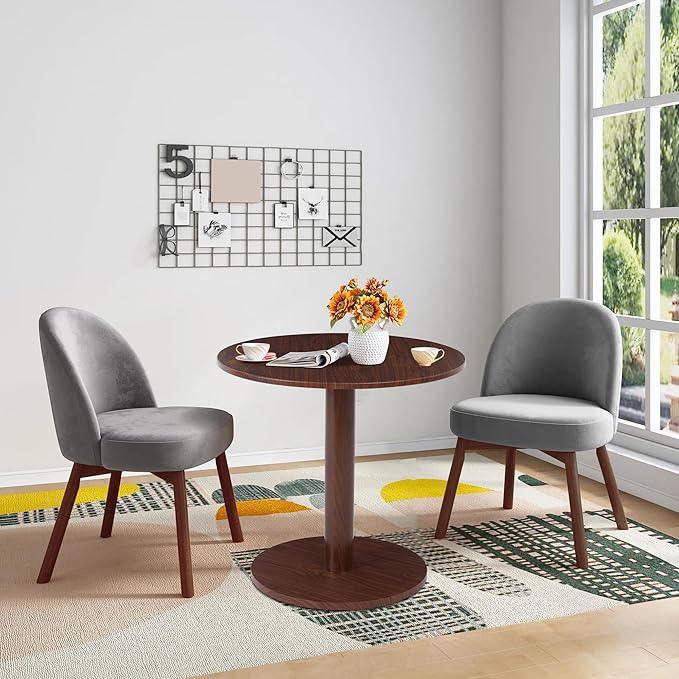 Round Dining Table, Circle Dining Table for 2-4 31.5 in, Modern Farmhouse Dinner Table Breakfast Tulip Table, for Kitchen/Small Space/Little Nook - Walnut
