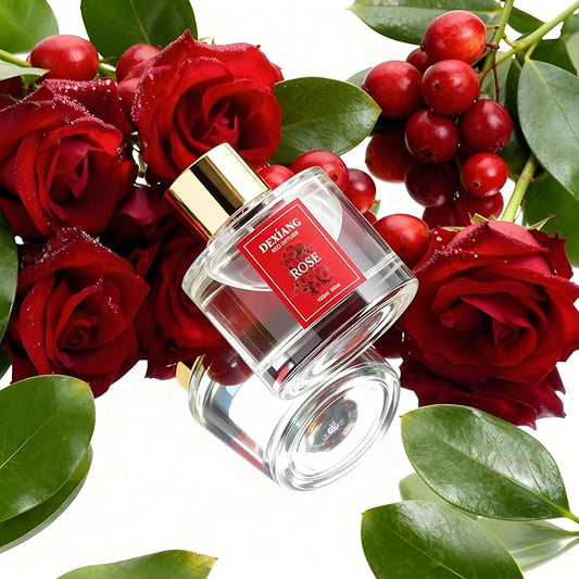 Reed Diffuser Set - 3.38 fl oz (100ml) Rose Home Fragrance Reed Diffuser for Bathroom Shelf Decor 6 Reed Stick