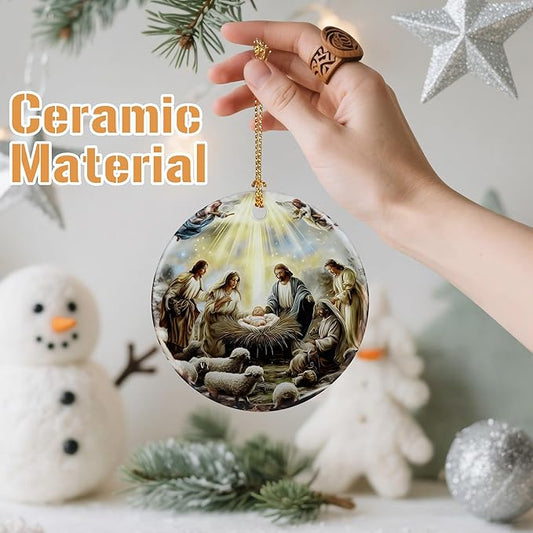Nativity Scene Christmas Ornament, Jesus’ Birth Christmas Ornament, Holy Family Decoration, Religious Holiday Decor | Gifts for Christian, Gifts for Religious Women - Style C