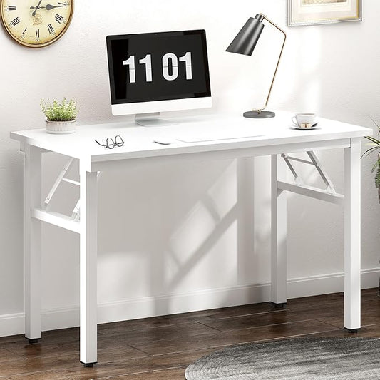 Need 39.4 inch Computer Desk for Small Space Small Folding Table Small Writing Desk Compact Desk Foldable Desk with BIFMA Certification, No Install Needed, White AC5-10060-DW