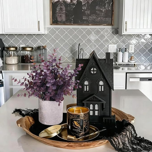 2 Pack Small Fake Plants Eucalyptus Potted Artificial Plants Fall Decorations for Home Shelf Office Bathroom Desk Farmhouse Room Coffee Table Decor Halloween Decor (Plum)