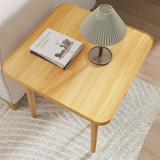 Simple End Table,Modern Side Table with 4 Solid Wood Sturdy Legs for Living Room,Nightstand Bedside Table for Bedroom Balcony (Natural)