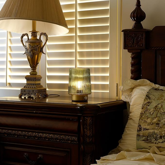 Cordless Lamp Rechargeable Battery Operated lamp, Glass Small Table lamp - Portable Dimmable Brightness Touch Wireless Bedside Lamp for Bedroom Kitchen Dining Home Living Room Decor Grey