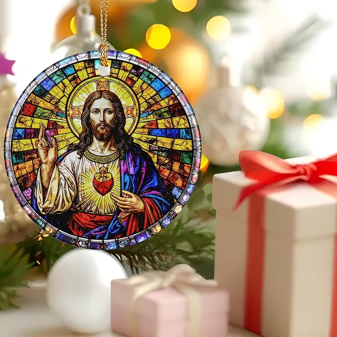 Jesus Christ Ornament: Christmas Ornaments, Religious Christmas Decorations for Tree, Catholic Ornament & Christian Holiday Decor | Religious Gifts, Christian Gifts - Design A
