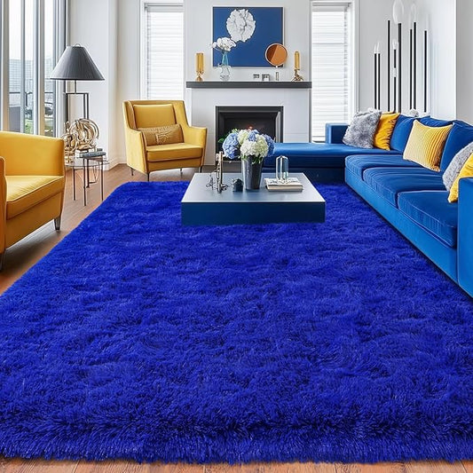 Rugs for Living Room 5x7, Soft Shaggy Modern Shag Area Rug for Bedroom, Upgrade Non-Slip Plush Fluffy Carpet for Kids Boys Girls Room Home Decor Aesthetic, Royal Blue