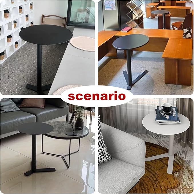 C Shaped Metal End Table, Small Round Side Table for Living Room, Bedroom, Office, Iron Accent Table for Sofa Couch, Drinking Tables for Cafes and Beverage Shops (White, Heights 27.6in)