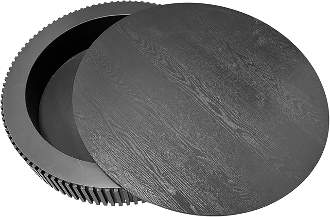 Round Coffee Table with Storage, 39.37" Modern Solid Wood Veneered Drum Coffee Table Circle Wood Side End Table Accent Center Table for Living Room, Small Space, Apartment, Black