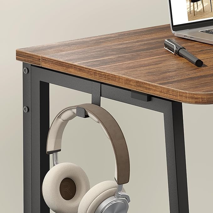 WOHOMO Folding Desk, 47.2" Foldable Computer Desk for Bedroom, Space Saving Computer Table Writing Workstation for Home Office, Easy Assembly, Walnut