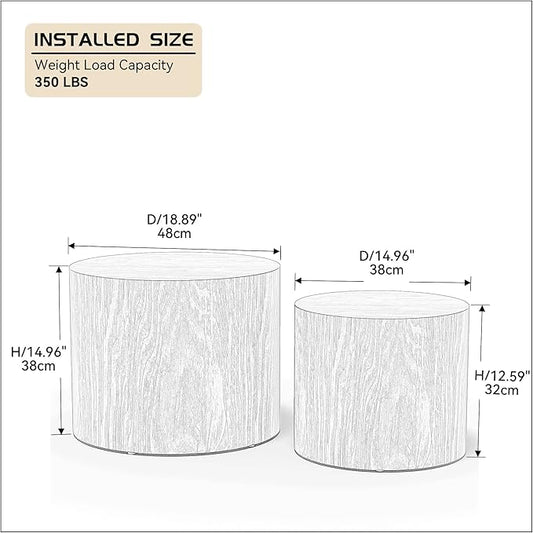 WILLIAMSPACE Nesting Coffee Table Set of 2, Walnut Round Wooden Coffee Tables Modern Circle Table for Small Space Living Room Bedroom Accent End Side Table (Walnut-Round)