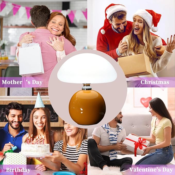 Mushroom Lamp for Bedroom Living Room,Mushroom Table Lamps for Bedside Night Stands,3 Color Temperature Desk Small Table Lamp,Cute Mini Modern Night Light Lamp,Unique Home Decoration