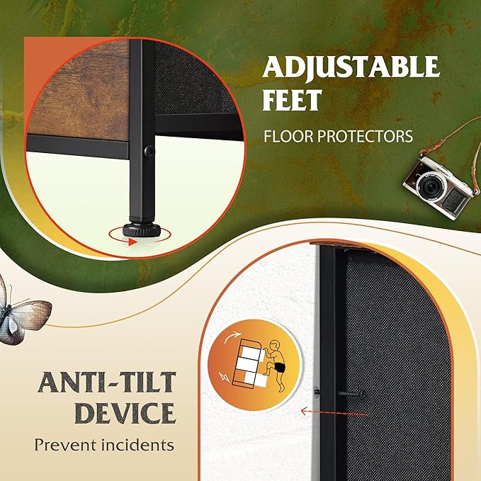 Tall Console Table with 16 Fabric Drawers, Entryway Table with Storage, Large Storage Organizer with Wood Top, Steel Frame for Living Room, Hallway, Office, Rustic Brown