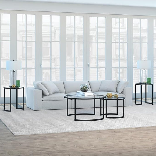 Mitera 20'' Wide Round Side Table in Blackened Bronze