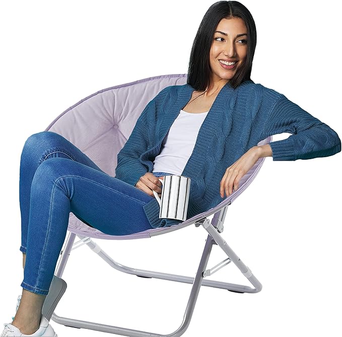 Urban Lifestyle Micromink Foldable Saucer Chair, Lavender