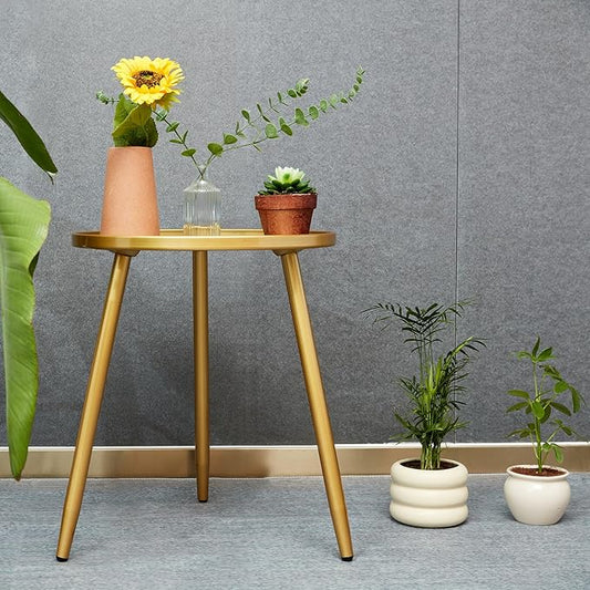 Round End/Side Tables for Living Room, Ideal for Any Room-Side Tables Living Room, Bedroom, Gold Plant Stand Balcony, Modern Coffee/Accent Table