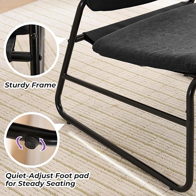 DAICO Modern Accent Chair Comfy Living Room Chair Armless Sling Accent Chairs Upholstered Side Sitting Chairs with Metal Frame for Office Reception Reading Bedroom Waiting Room, Black