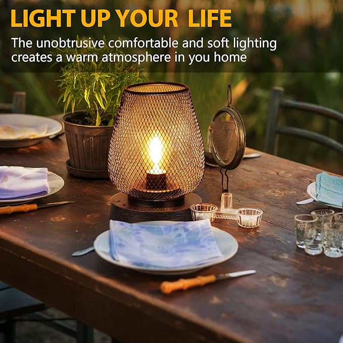 UBright 2 Pack Rechargeable Table Lamp Cordless Table Lamp Battery Operated Lights Metal with 4 Lighting Mode Indoor Outdoor Lights for Patio Bedroom Living Room (Bulb Included) Bronze
