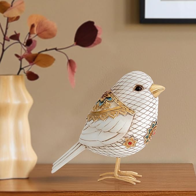 Bird Figuriens for Home Decor Accents,Boho Bird Statue Sculpture for Shelf Decor,Birds Decorations for Home Table Bookshelf Mantels Office,Vintage Animal Decor,Decorative Birds Gifts for Women